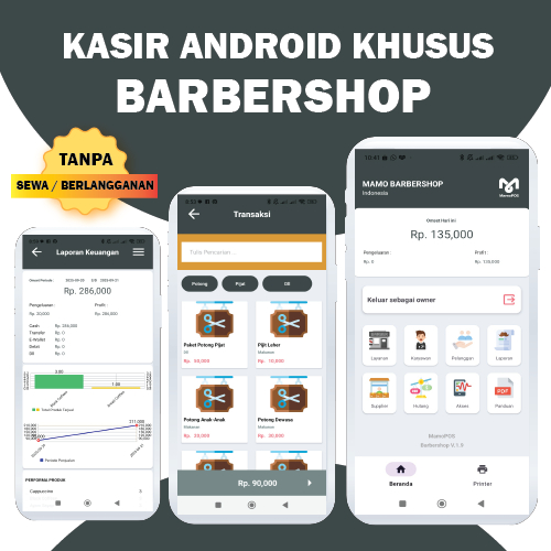 APLIKASI KASIR ANDROID BARBER SHOP CETAK STRUK CETAK NOTA TANPA BERLANGGANAN