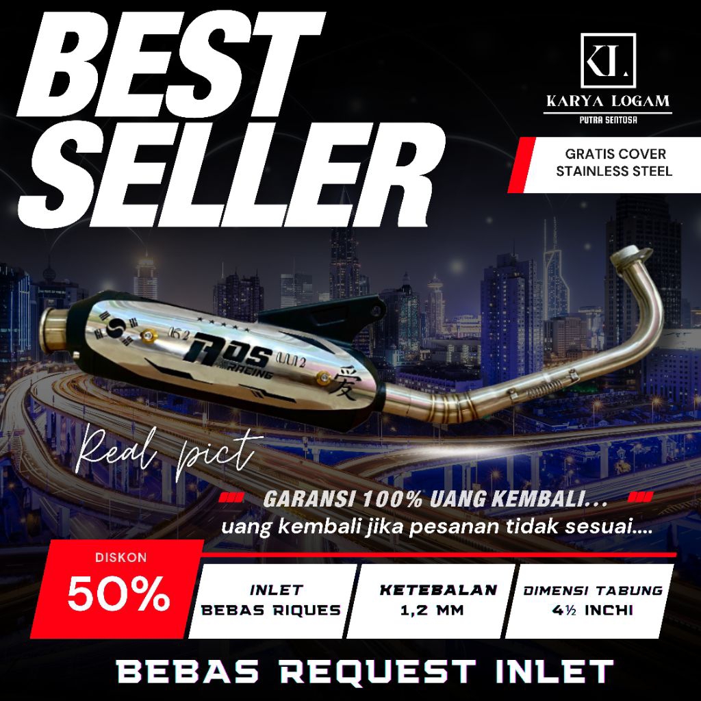 Knalpot Original Aos Racing TB Vario Cover stenlis New Scoopy Beat Deluxe fi esp Karbu Mio M3 Fino S