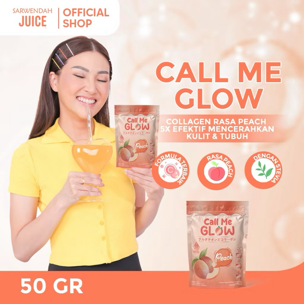 Sarwendah Juice (Call Me Glow 50gr) Sarwendah Call Me Glow Collagen Rasa Peach 50gr