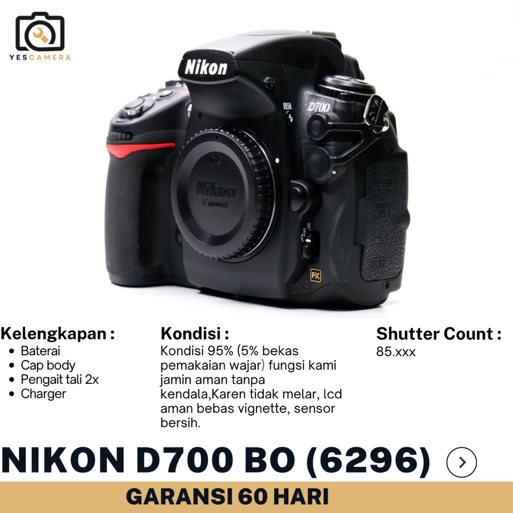 Nikon D700 Body Only (Bekas) - 12.1MP, FullFrame - Unit Only(6296)