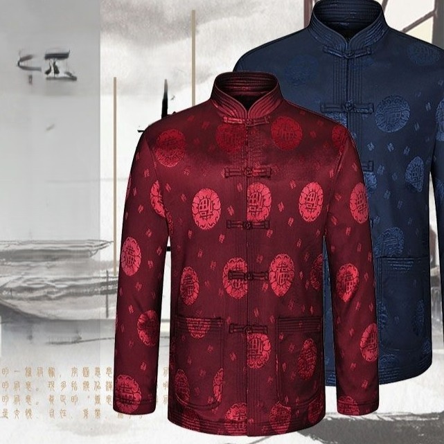 NEW 2026 Cheongsam Jas Atasan Pria Lengan Panjang Baju Kemeja Imlek Congsam Pria Jas Sangjit Murah