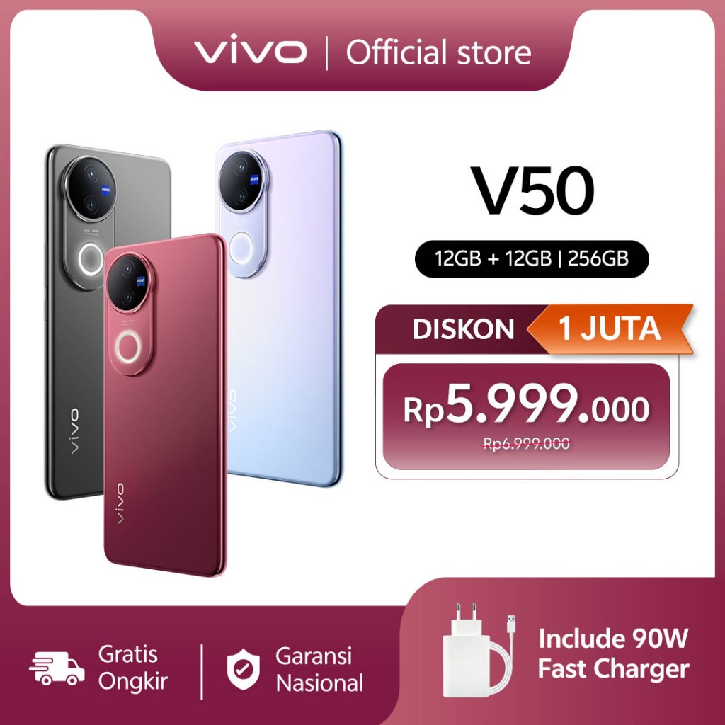 [NEW LAUNCH] vivo V50 5G (12/256) Rounded-edge Design, ZEISS Group Potrait, 6000mAh Battery+90W Flas