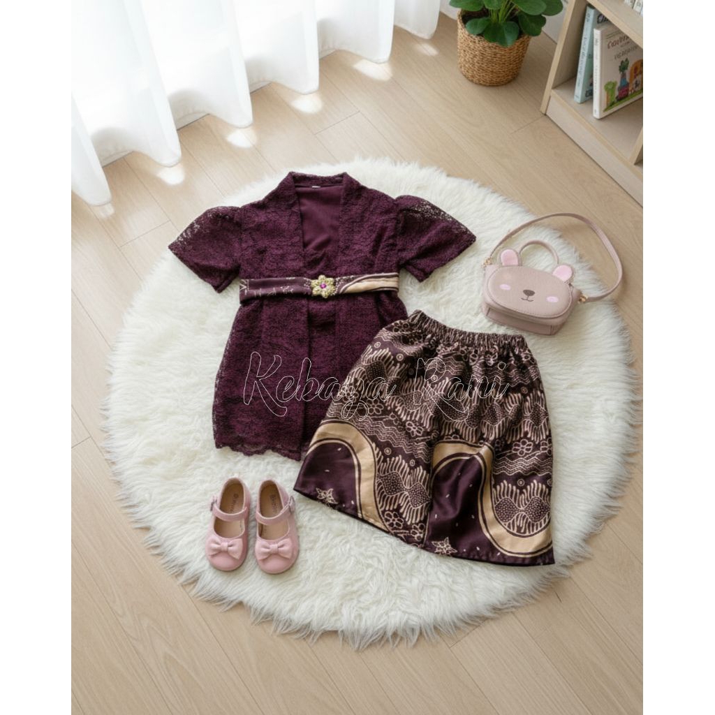 SET KEBAYA BAYI & ANAK Kutubaru adat bali lengan pendek rok pendek batik cantik modern