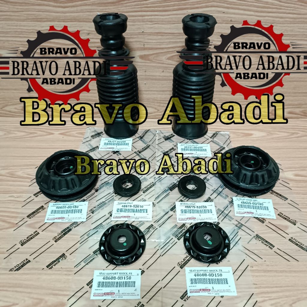 Support Shock Depan + Bearing Support + Tatakan + Karet Boot Sienta , Etios