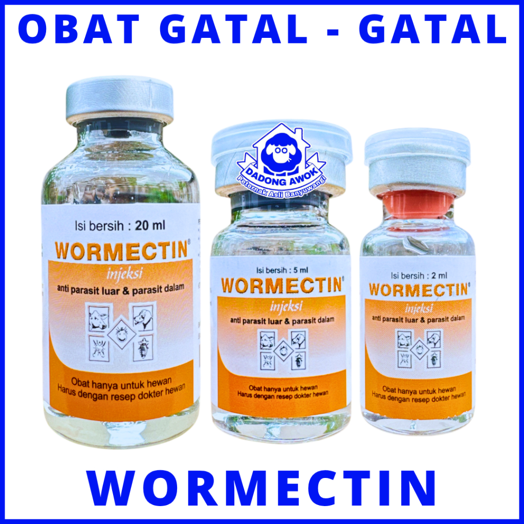 WORMECTIN OBAT KUTU GUDIK GATAL KAMBING KUCING ANJING KELINCI WORMECTIN 2ml 5ml 20ml  WORMEXTIN plus