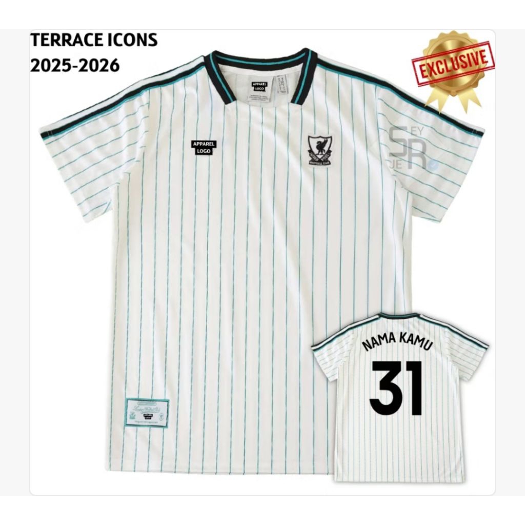 Jersey Terrace icons liverpool 2025 2026 baju bola putih terrace icons lvprl 25 26