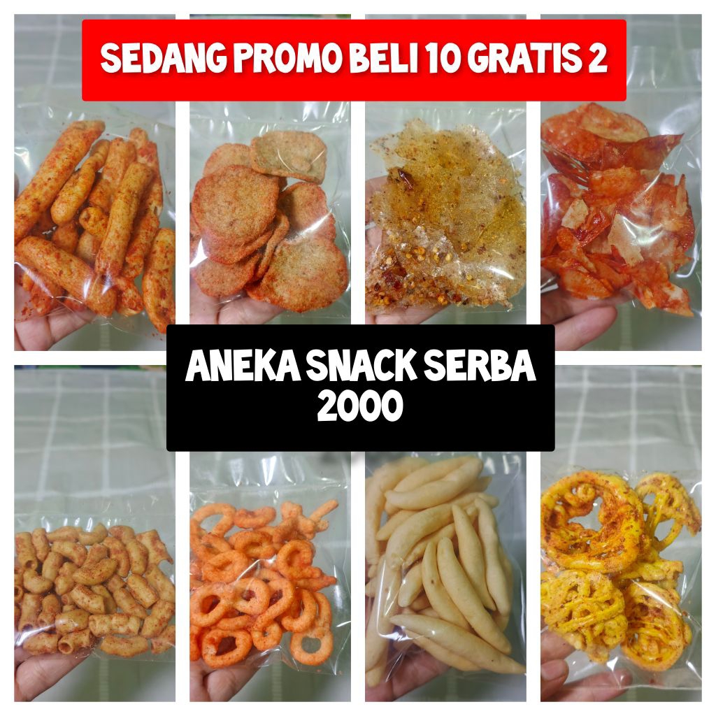 aneka snack serba 2000 bebas pilih rasa/cemilan makanan ringan murah 2rb