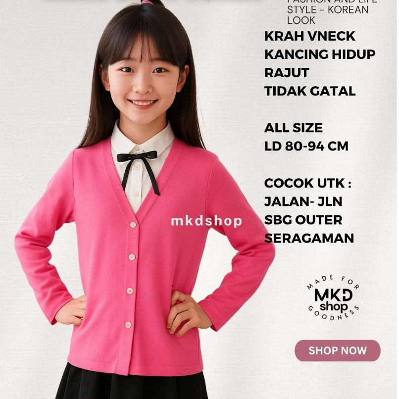 Sweater Cardigan Anak Perempuan Umur 7 Tahun - 12 Thn  Wenny - MKD Shop