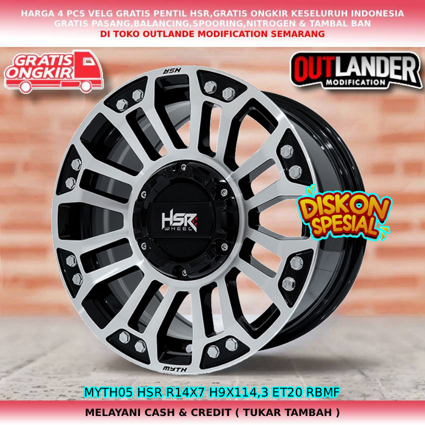 Velg racing semi offroad untuk mobil Livina| Evalia| Galant Hiu| dll velg hsr myth05 R14