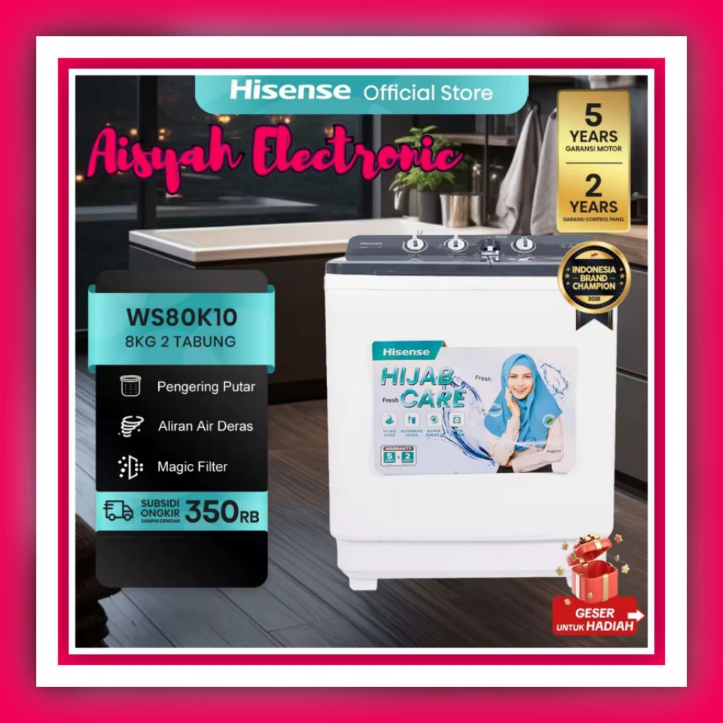 MESIN CUCI HISENSE 8KG WS80K10 GARANSI 5 TAHUN