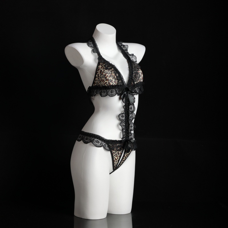RUOMI Lingerie Sexy Set Bra CD Cosplay Motif Leopard Macan Jumpsuit Bodysuit 117