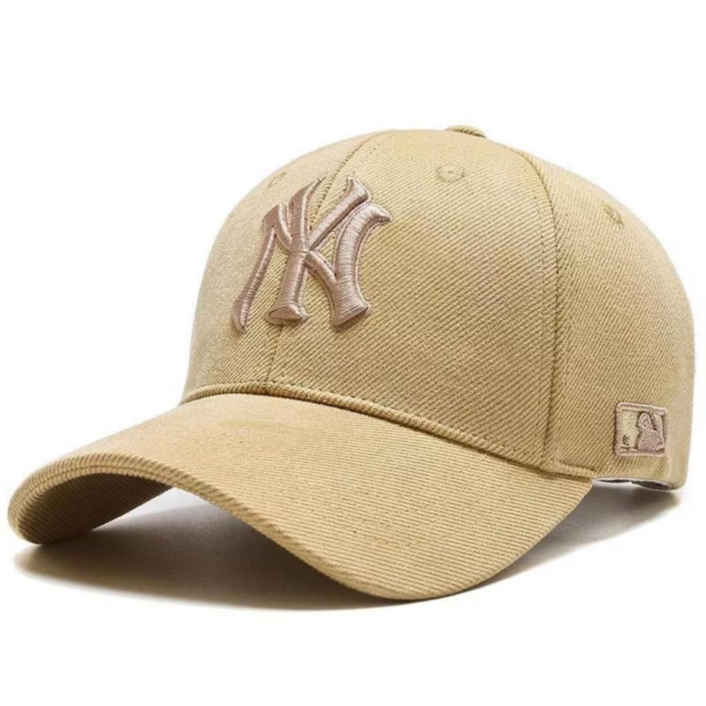 Topi New York (NY) MLB Cap Pria Wanita Dewasa Unisex Warna Krem / Beige Bordir 3D