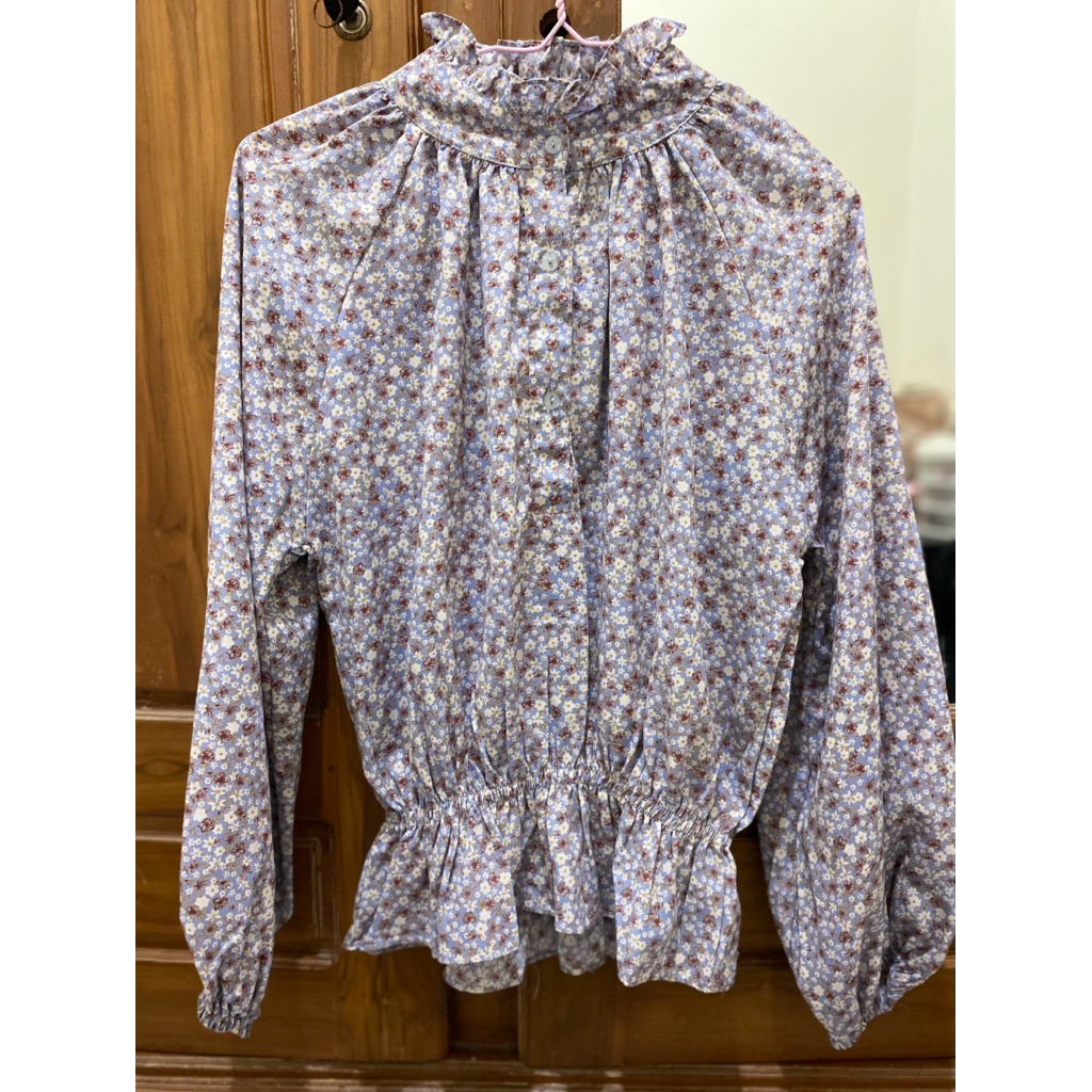 Lola Crepe Blouse By Outfix  warna dusty blue