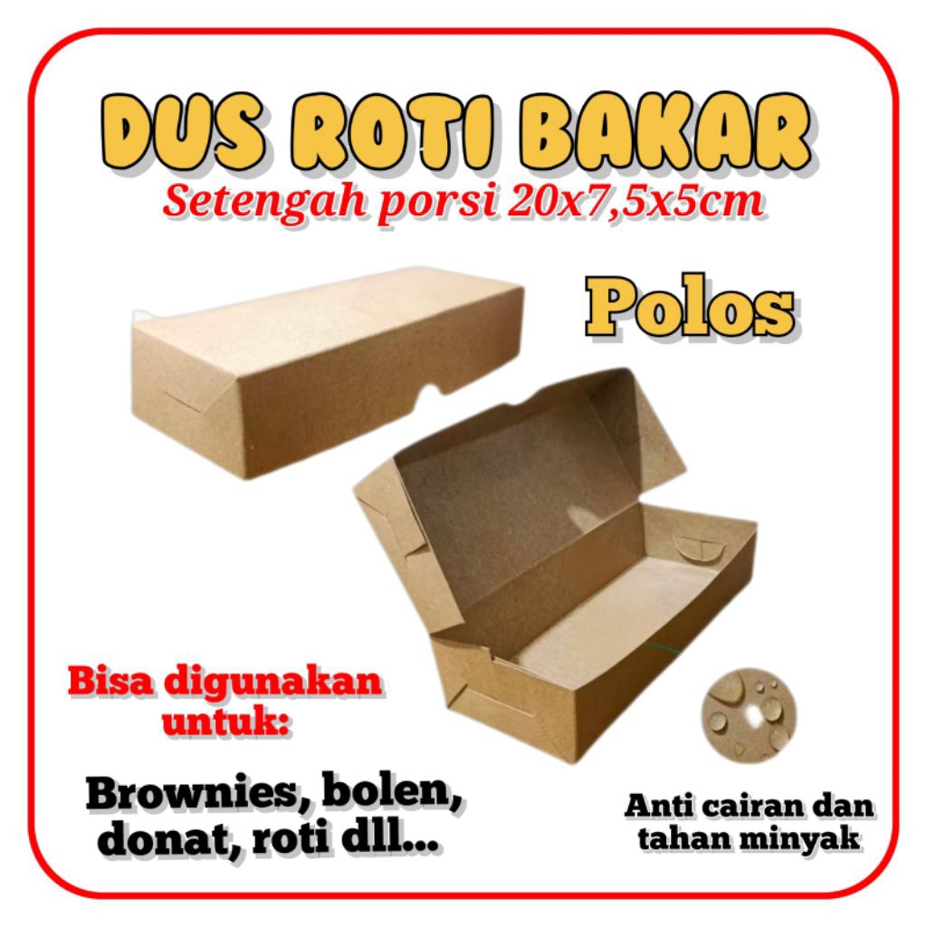 Dus roti bakar bandung kemasan roti bakar box brownies tempat cake & bakery polos 20x7,5x5cm