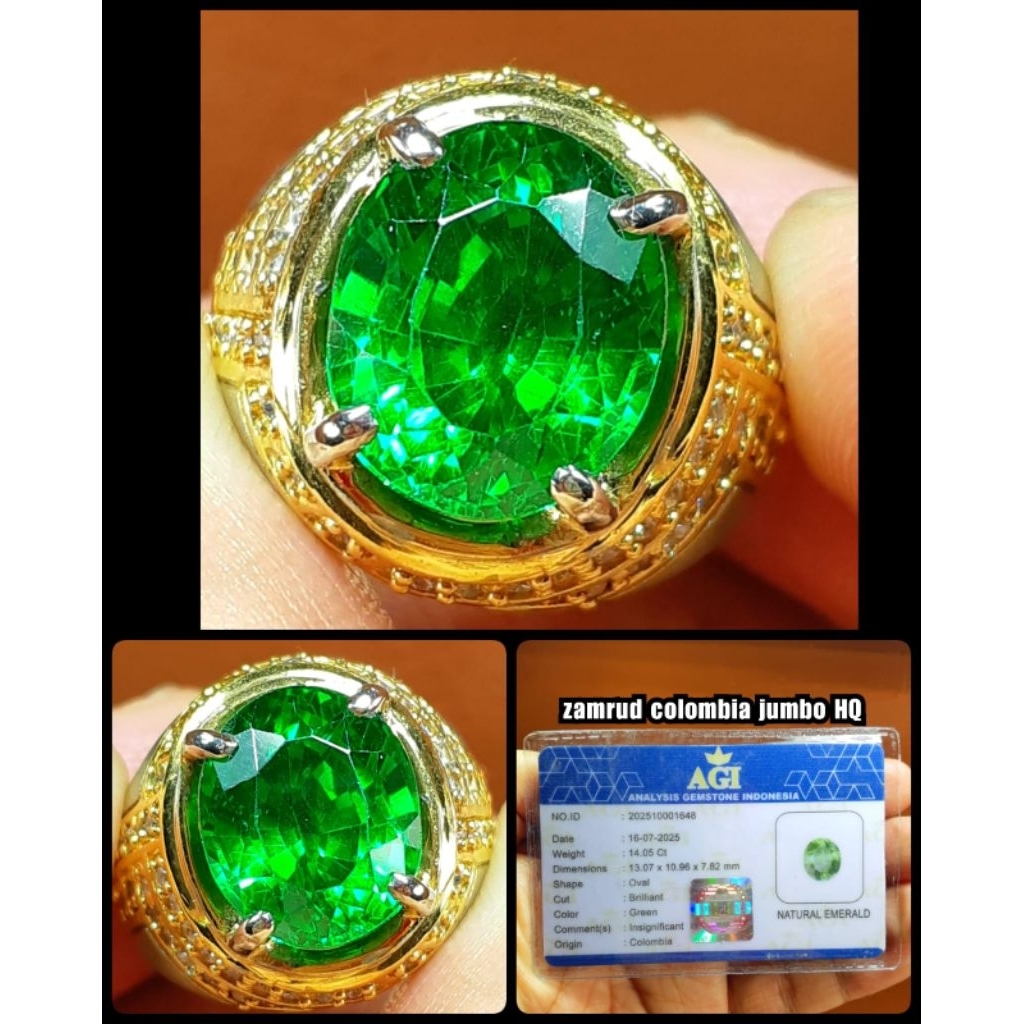 natural permata jamrud colombia kristal asli + memo lab