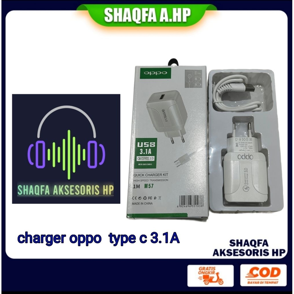 CHARGER OPPO TYPE C 3.1A M57 FAST CARGING ORIGINAL 100%