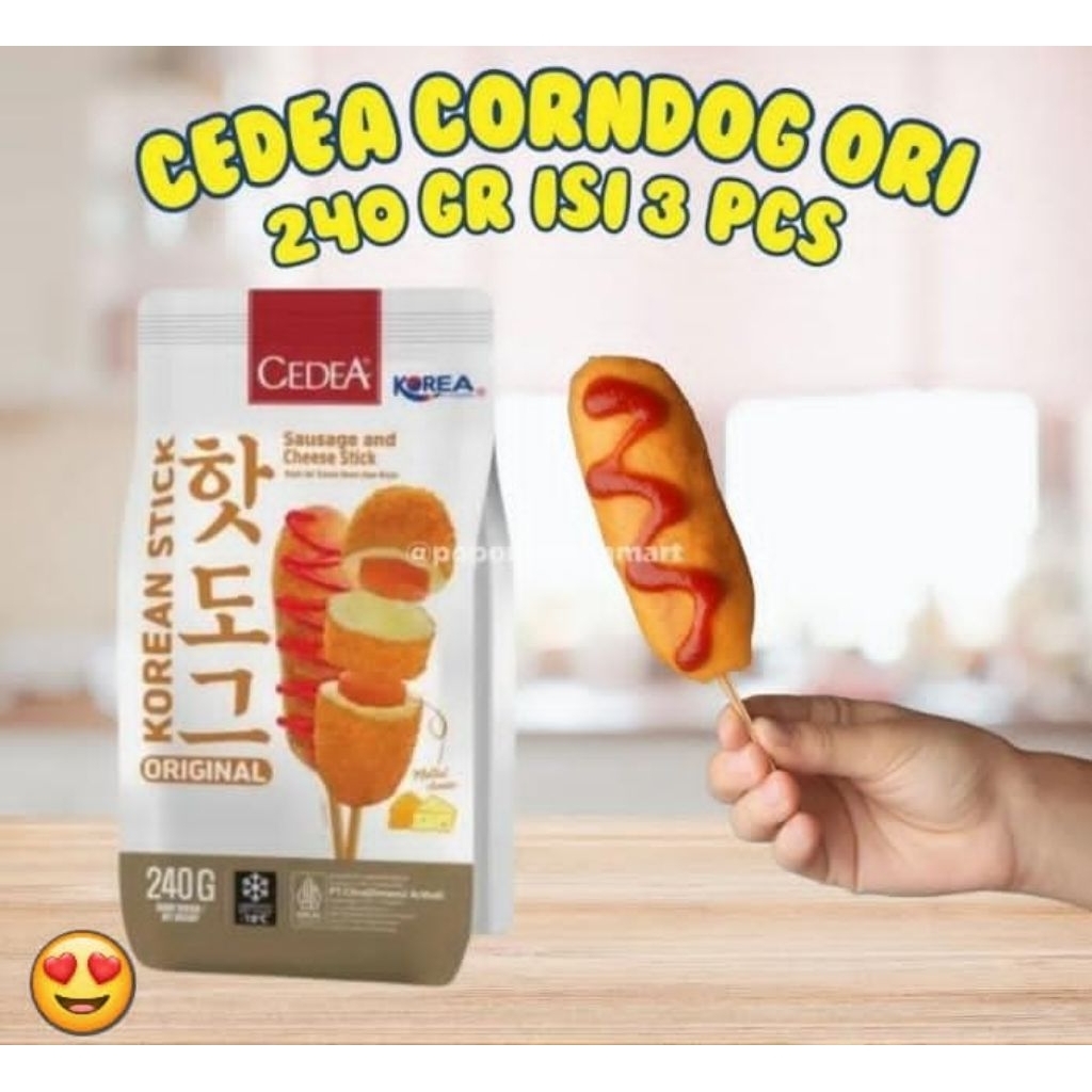 Cedea Corndog Korean Stick Original 240 gram Stik Korea isian Sosis dan keju isi 3 Ukuran BESAR Maka