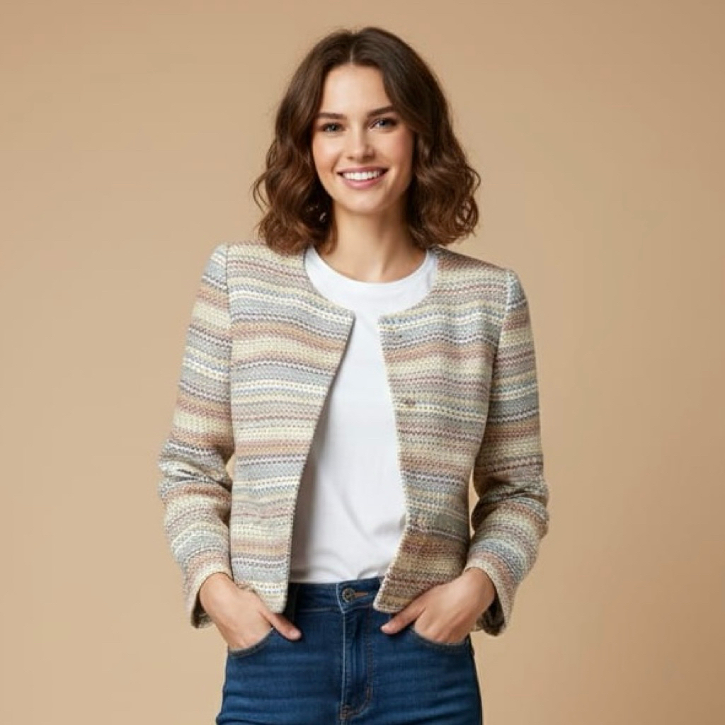 Tweed Blazer warna Candy Pink Premium