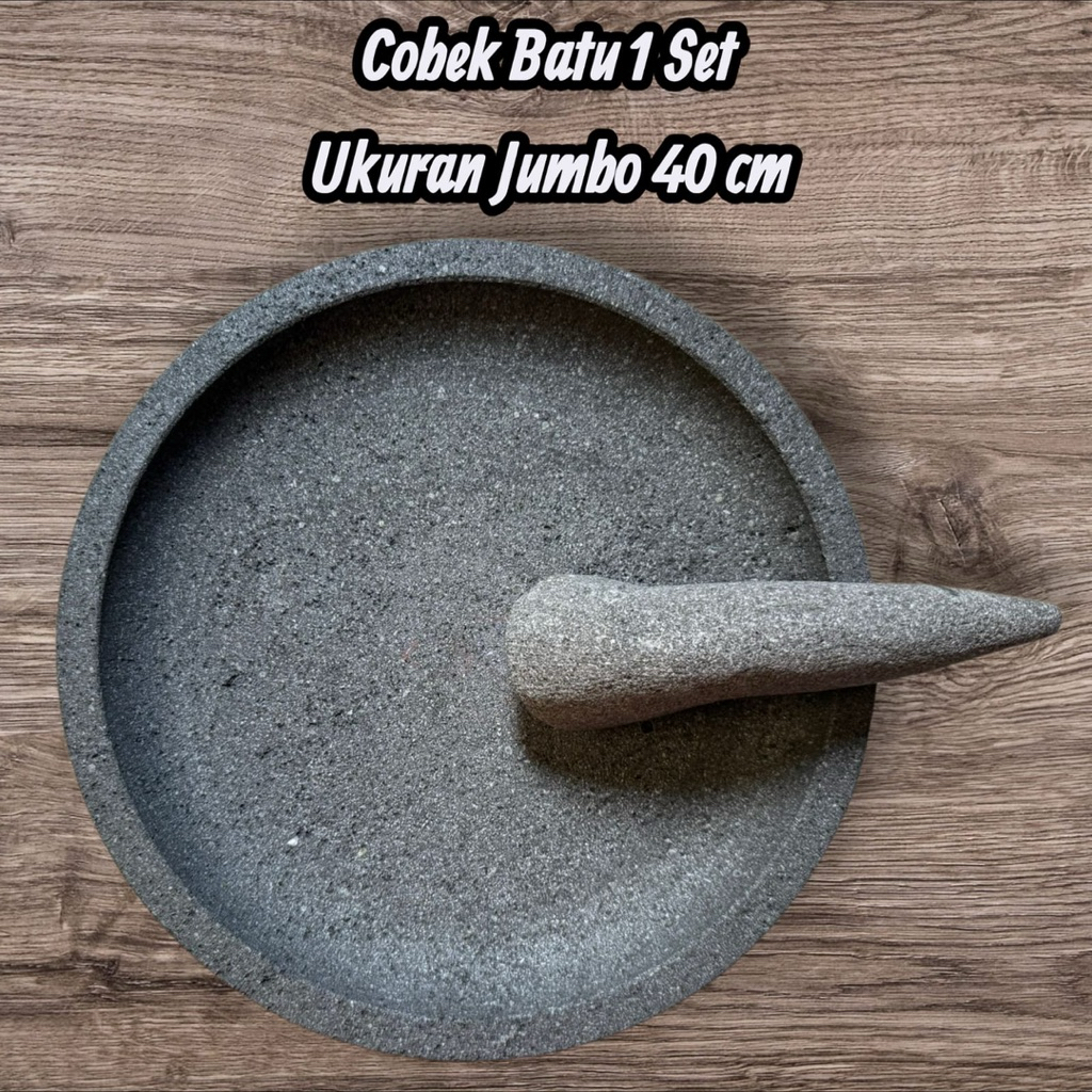 Cobek Batu Asli ukuran Jumbo 40 Cm