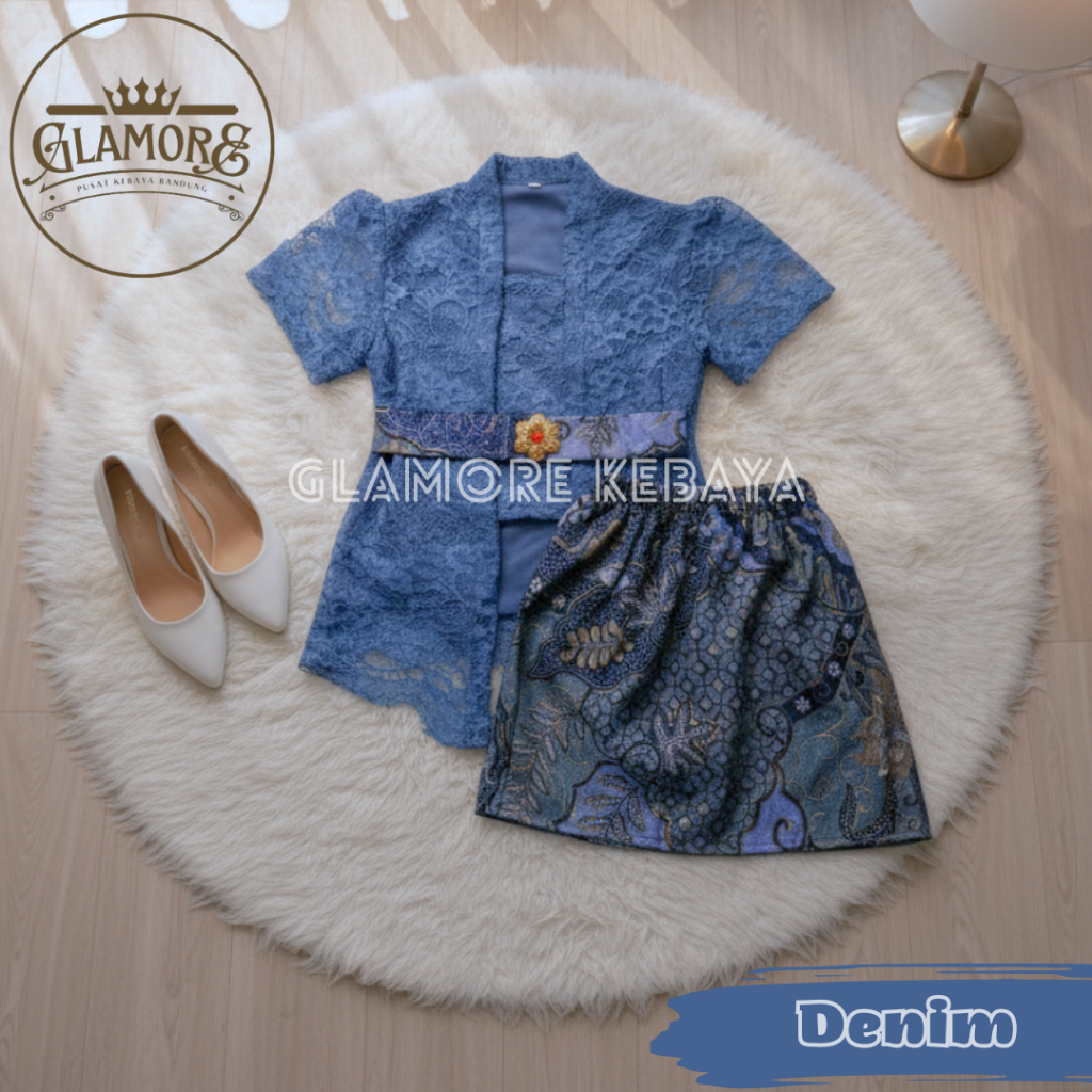 Setelan Kebaya Bayi Anak Perempuan Kutubaru Brokat Furing Rok Pendek Adem Usia 1 Sampai 8 Tahun