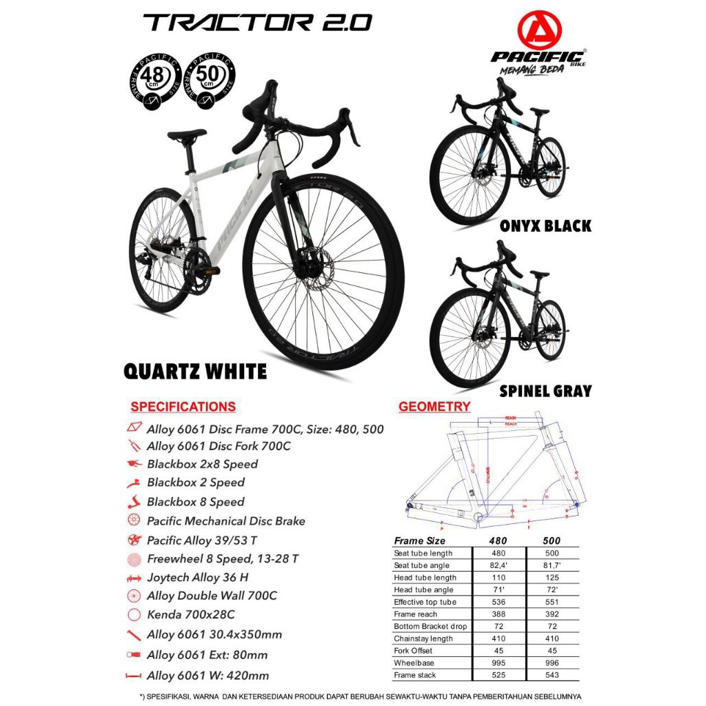 SEPEDA BALAP ROADBIKE PACIFIC TRACTOR 2.0 / FACTOR 3.0 / TRACTOR 5.0 / 7.0 SPRINTER 5.0 BNIB FRAME A