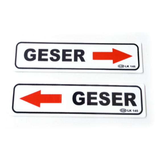 LABEL ACRYLIC GESER PUTIH DAN WARNA / GESER KANAN / GESER KIRI MERK GM