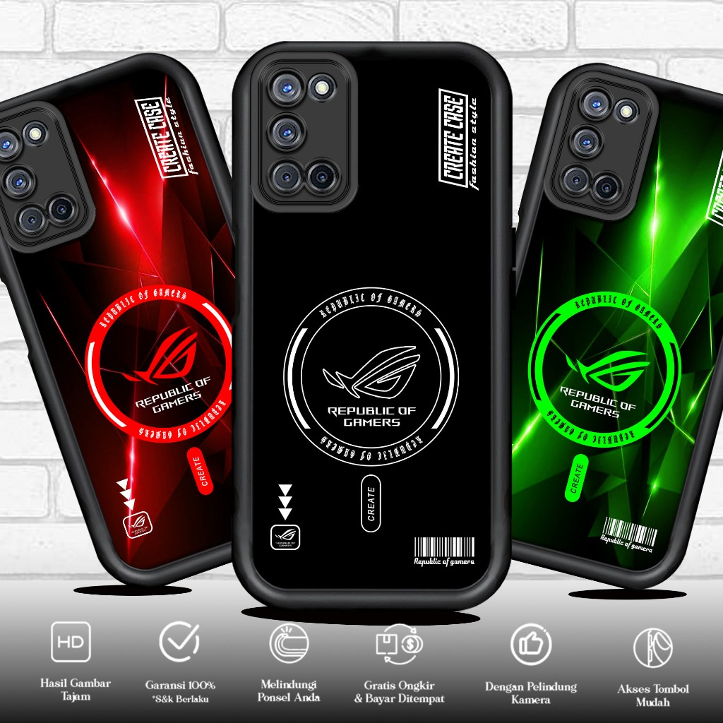 Softcase Glass kaca untuk OPPO A52 A92 ROG 5 Casing Handphone Case Procamera