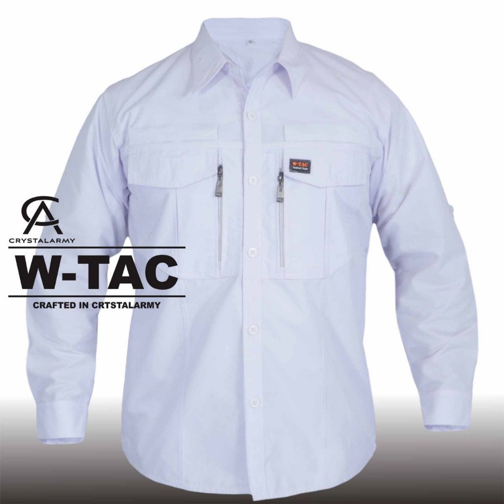 PROMO KEMEJA TACTICAL PUTIH BAJU KERJA LENGAN PANJANG / KEMEJA LAPANGAN OUTDOOR