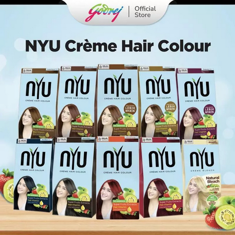 Nyu Creme Hair Color Natural Pewarna Rambut Box Henna Shampoo Sachet Natural Black Bleach Blue