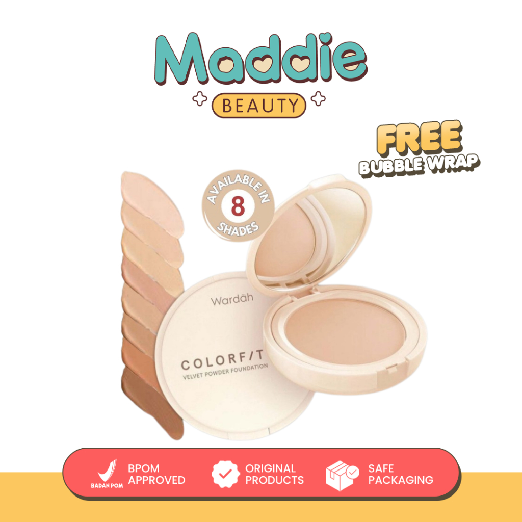 MADDIE - WARDAH Colorfit Velvet Powder Foundation - Bedak Padat Tahan Lama - Makeup - Bedak Glowing 