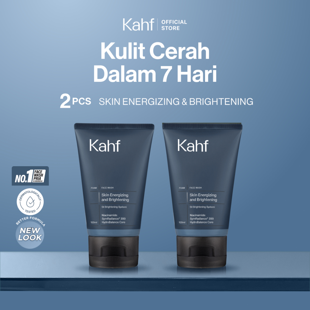 Twin Pack Kahf Face Wash Skin Energizing and Brightening 100 ml - 2 pcs Sabun Cuci Muka Pria untuk M