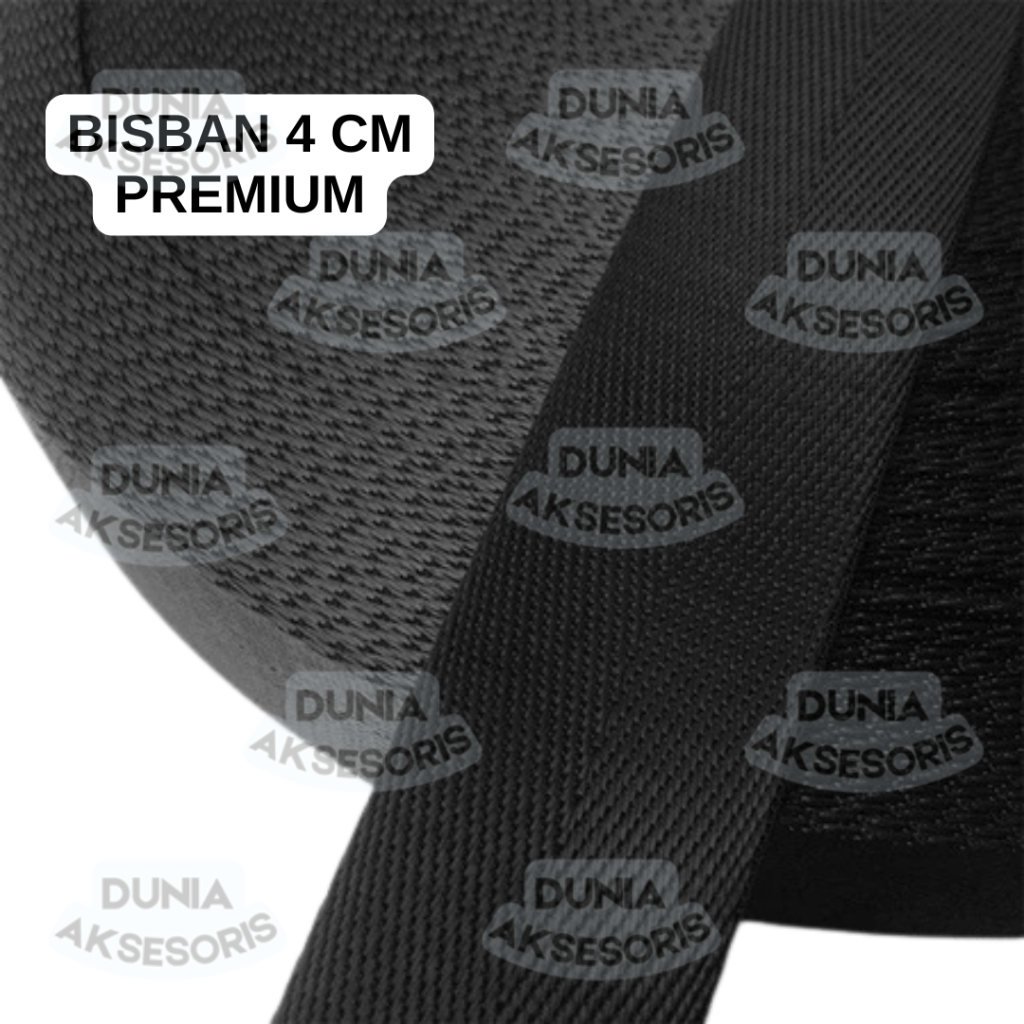Accesories Tas Tali Bisban / Webbing Nylon TEBAL (HITAM) 4 cm (HALUS - IMPORT) - IMPORT