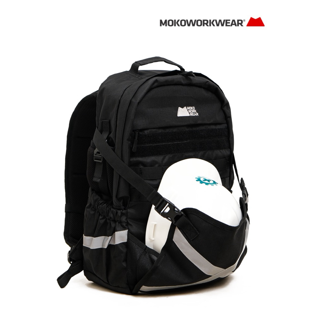 MokoWorkwear - NEW Ransel Tambang Hitam Pria / Tas Proyek Safety Black / Tas Kerja K3 Proyek Pertamb