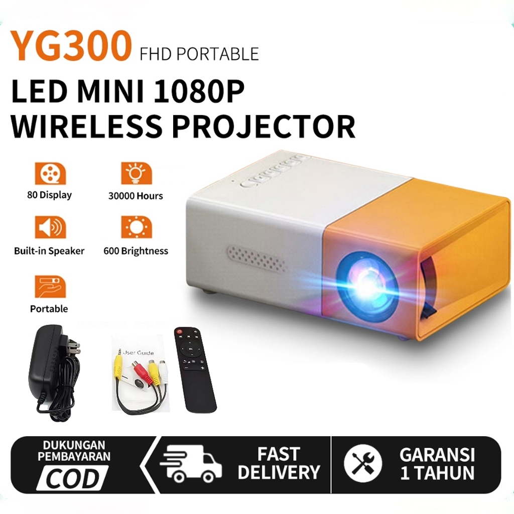 COD Mini Proyektor LED YG300 LCD Portable Projector Home Proyektor hp mini HDMI Smart Projector