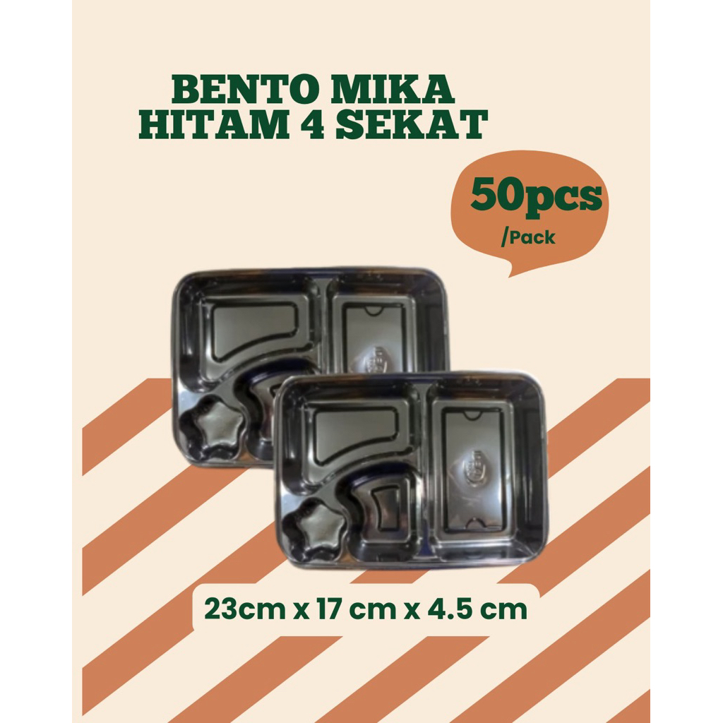 Jual (50PCS) Mika Bento Sekat 4 + Tutup | Tray Bento | Box Nasi Bento