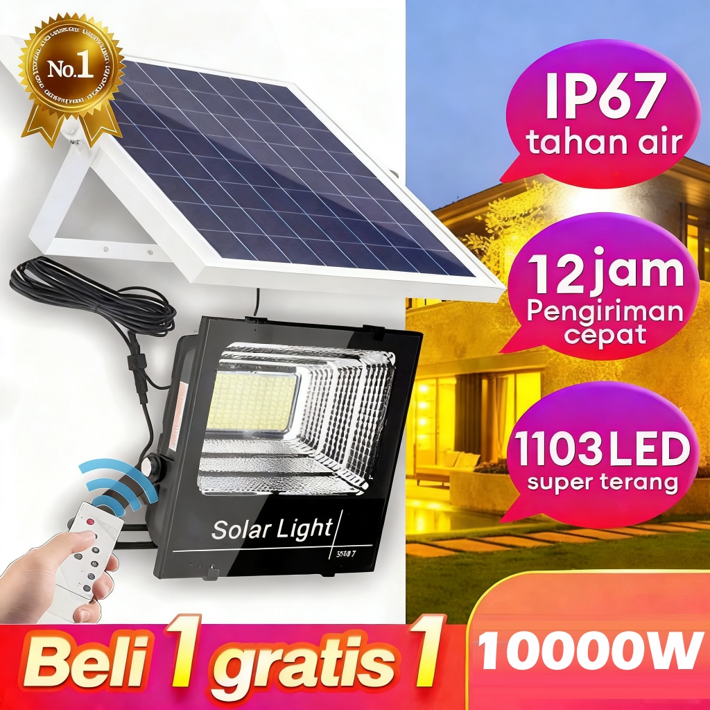 Lampu Sorot Tenaga Surya LED dengan Panel Surya dan Kontrol Cahaya Otomatis