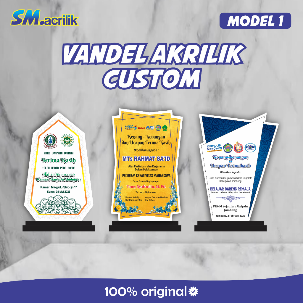 Plakat/Vandel akrilik tebal 3mm Custom Model 1 -  Akrilik desain custom