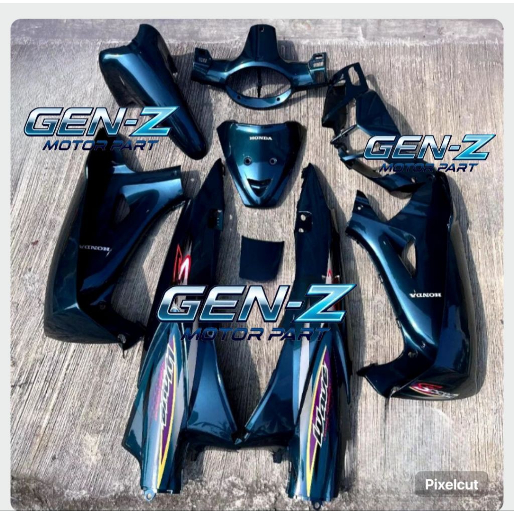 BODY HALUS KARISMA D 125 HIJAU BOTOL SET STRIPING WAVE  CUSTOM