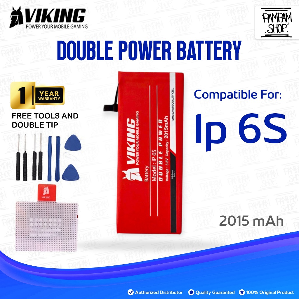 Baterai VIKING Double Power for Ip 6S Batre Batrai Battery Handphone HP Dual Iphone