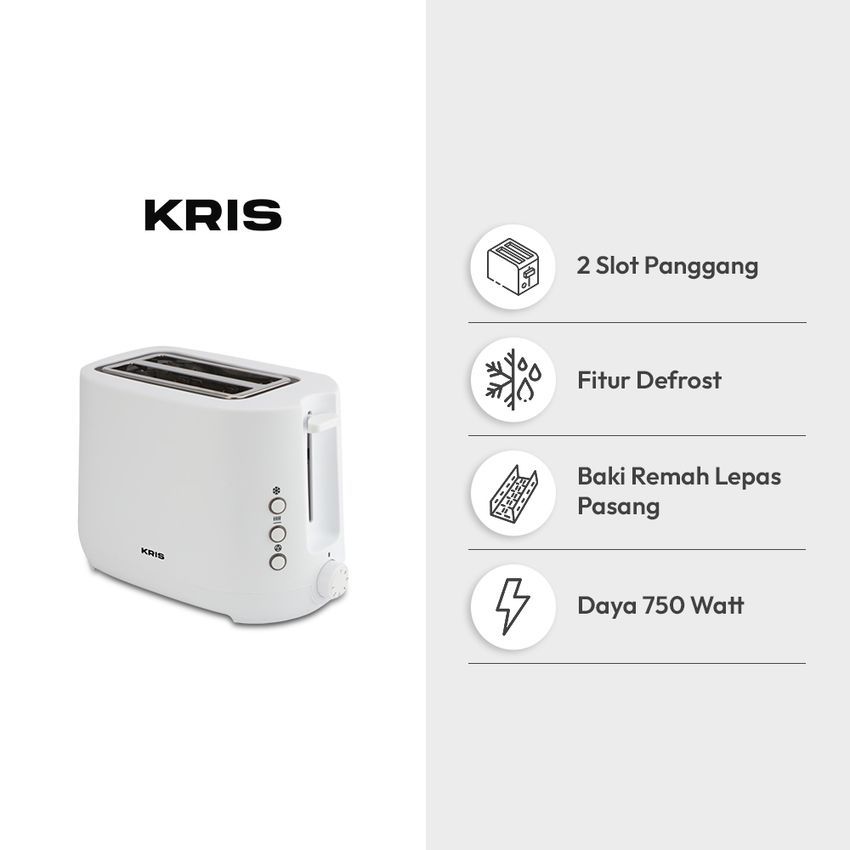 kris Toaster 2 Slice 750W Pemanggang Roti