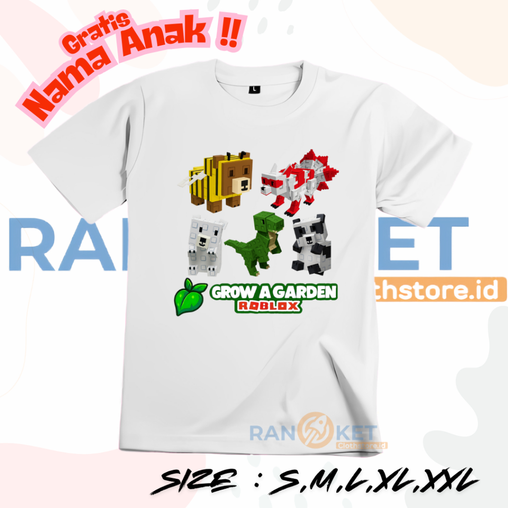 Roblox I Kaos Anak Pet Grow A Garden  | Baju Anak Pet Grow A Garden Murah Terbaru COD [ FREE NAMA ]