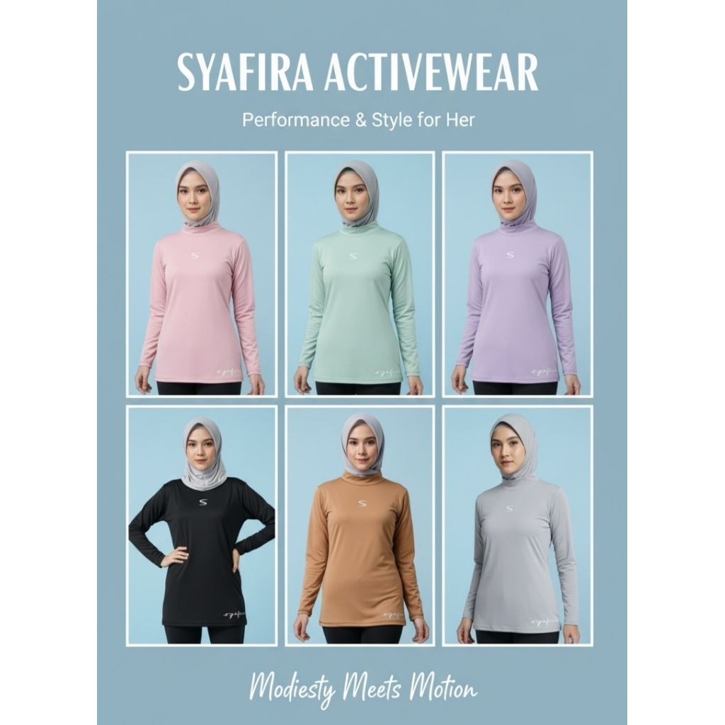 Baselayer manset wanita lengan panjang, kaos olahraga wanita, manset daleman gamis