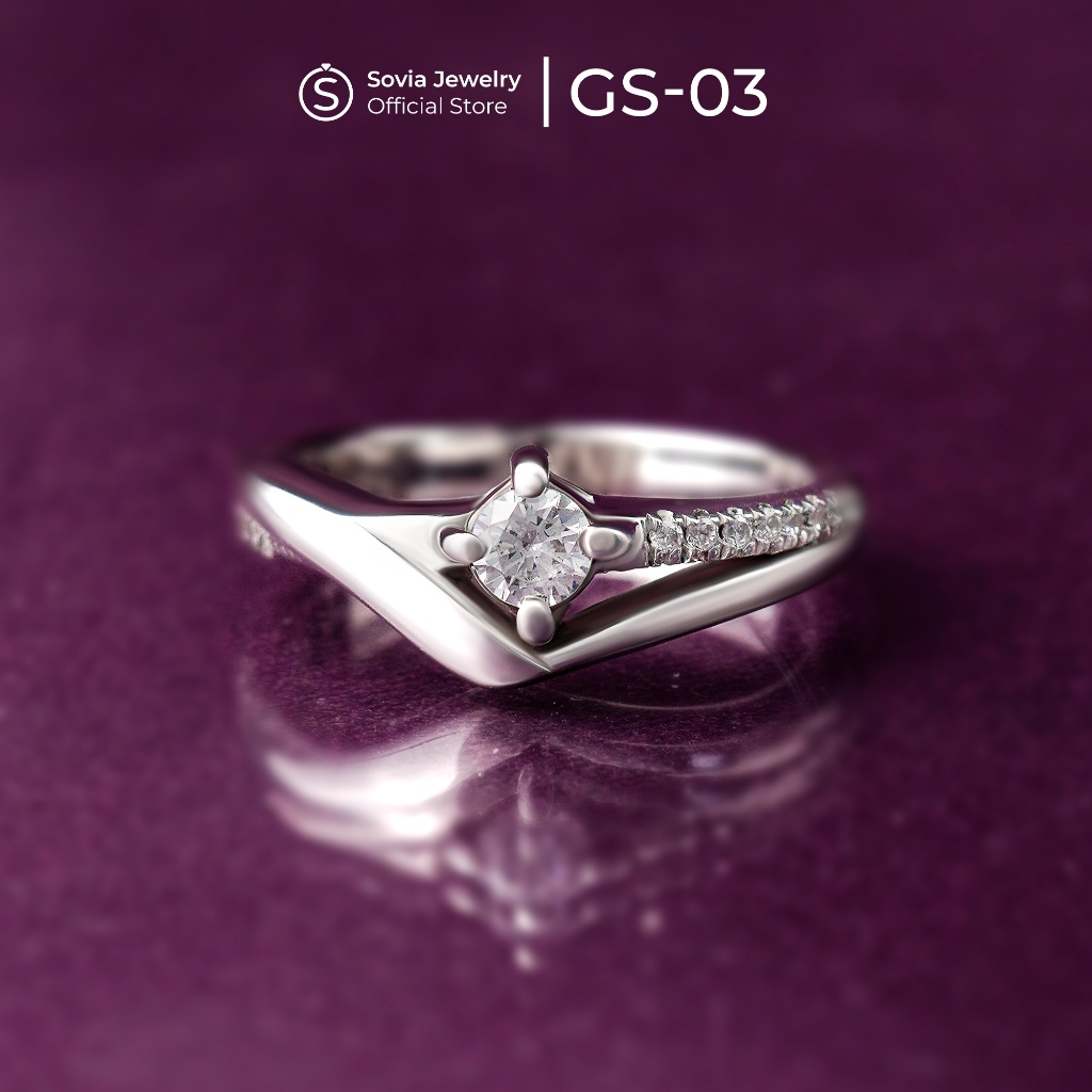 GLAMOUR SERIES -  Sovia Jewelry Cincin Lamaran Nikah Tunangan Mewah Emas Putih 5% - 75% GS-03