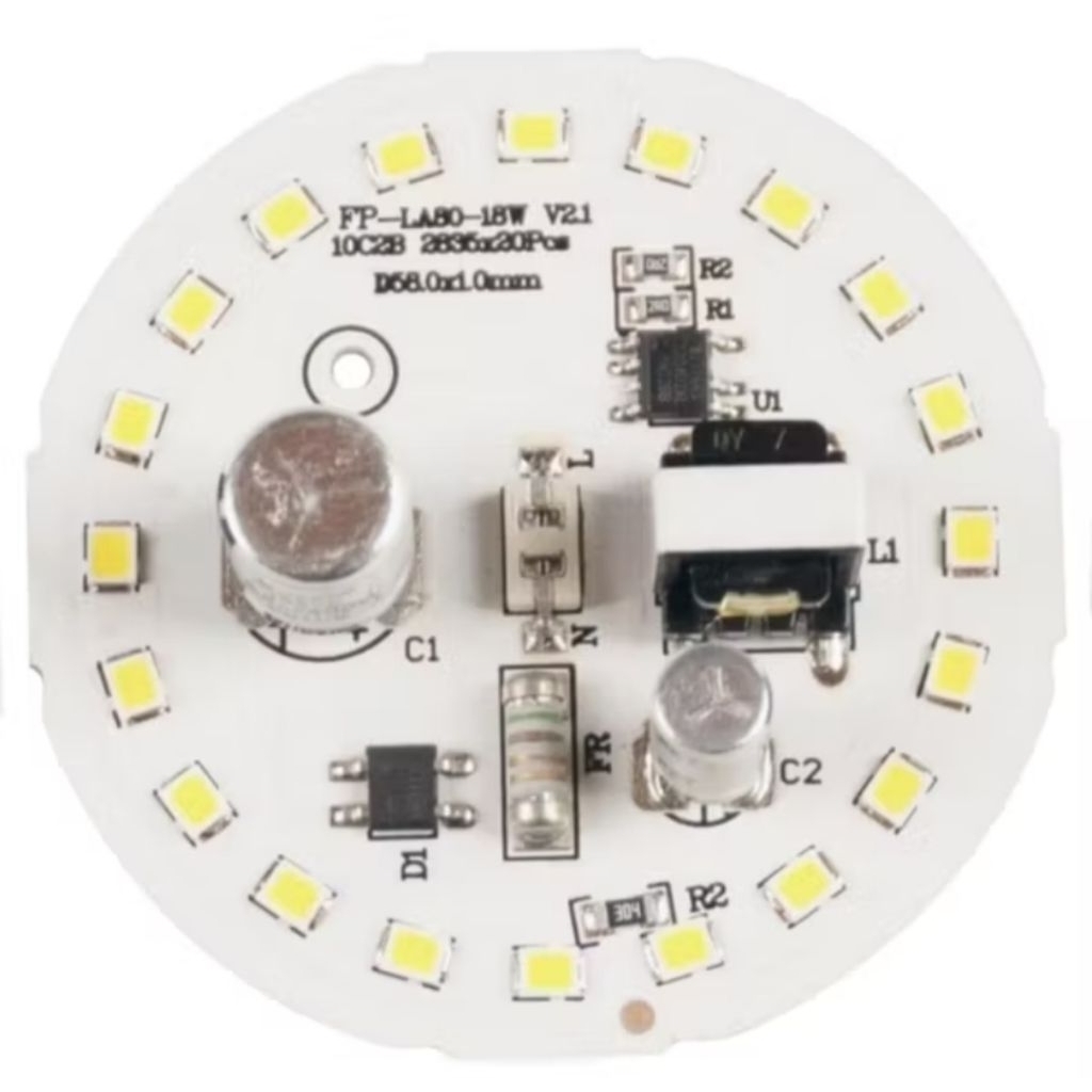 PCB lampu LED ac dob eco super 18 watt 9 volt DM58mm/ pcb led 18w 9v/ mesin lampu led 18w