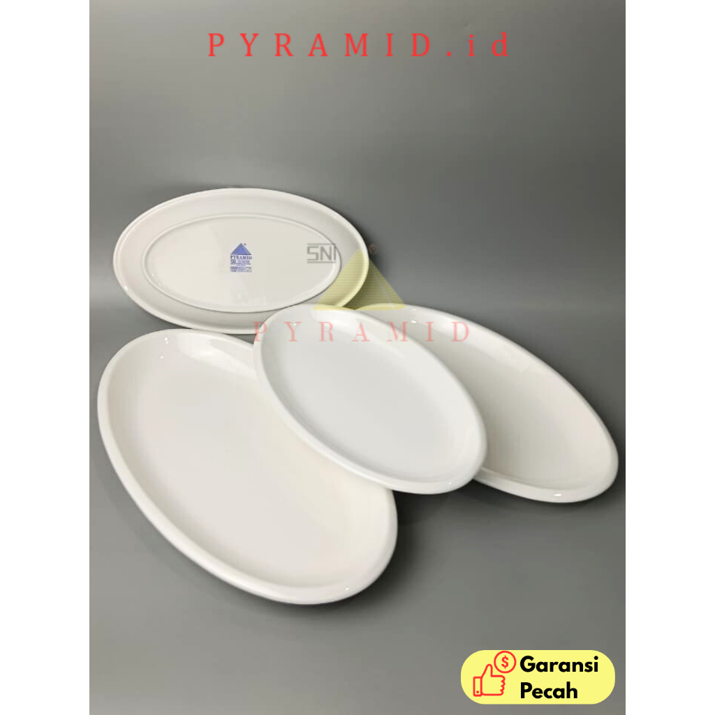 PYRAMID I PIRING IKAN OVAL PUTIH POLOS KERAMIK I 12,14,16 INCH I porcelain plate
