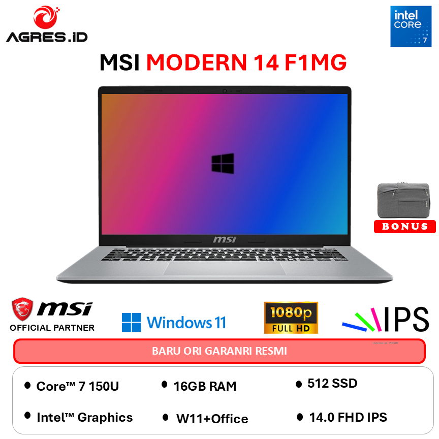 MSI MODERN A14 AI RYZEN 7 250 - RAM 16GB 512GB W11+OHS 14.0FHD BLIT IP-F2HMG.006