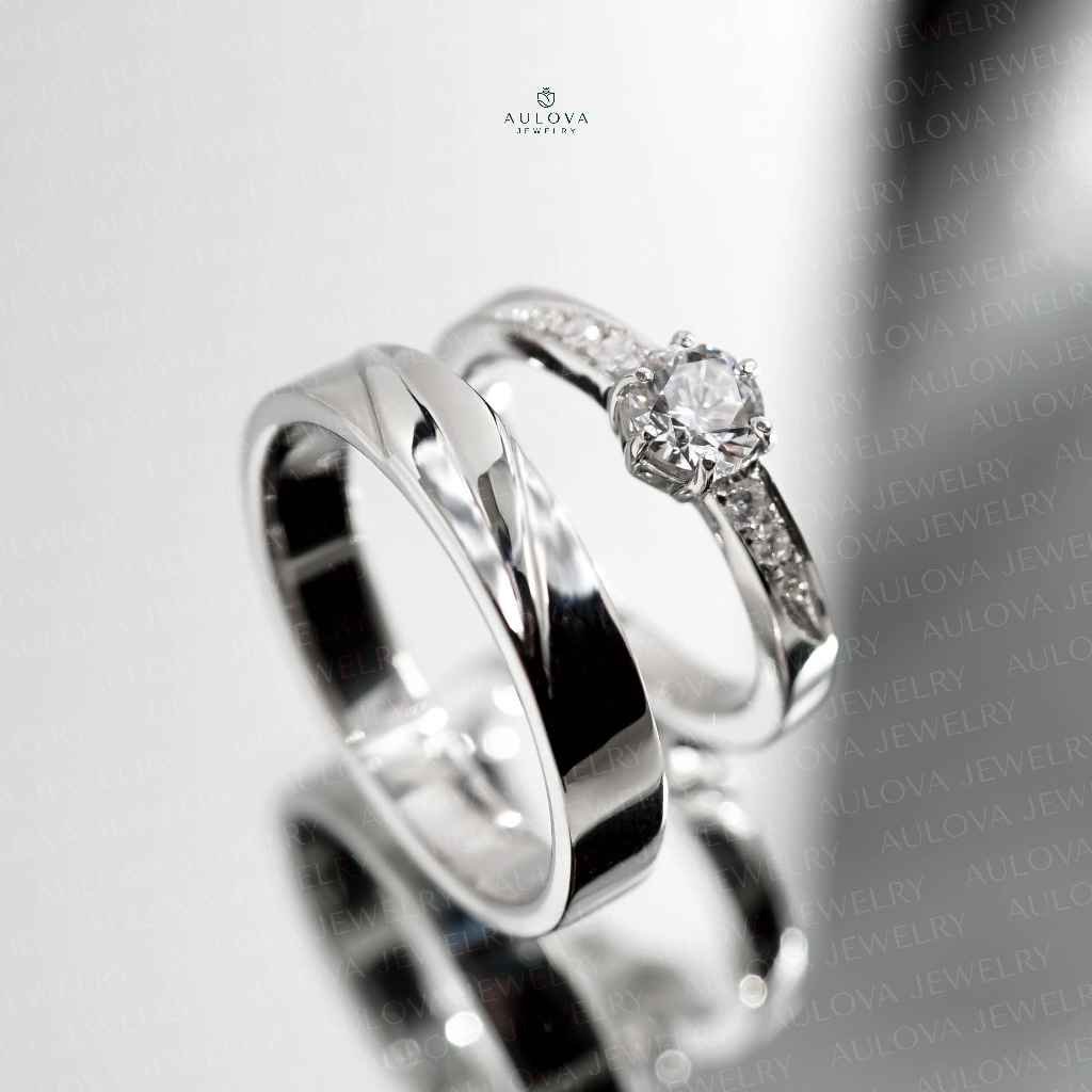 Aulova Jewelry Cincin Lamaran Couple Cincin Emas Putih & Cincin Platinum