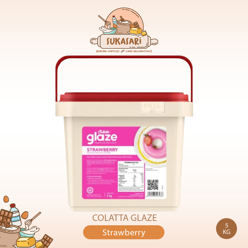 Colatta Glaze Strawberry 5kg dip glaze donut donat cake Stroberi chocolate cokelat coklat