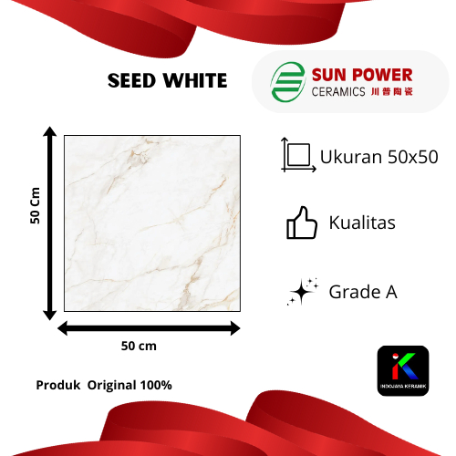 Keramik Cuting SUN POWER / Keramik Semi Granit ‎send white Ukuran 50x50 Grade A