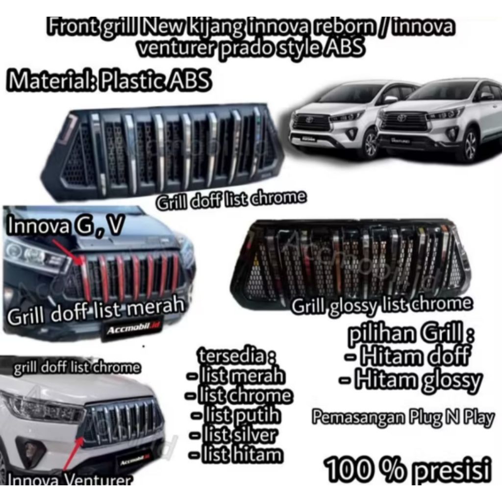Grill Innova reborn Venturer 2021 model Apollo Prado Lis Chrome